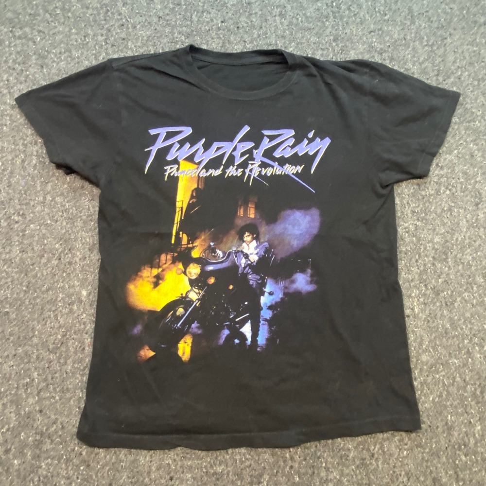 Prince Purple Rain Graphic TShirt Sz M Mens Black Rock Band Retro Streetwear Tee